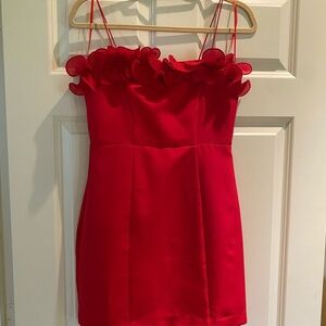 Glam Red Ruffle Mini Dress